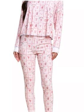 Back in Bed Rib Long Henley Set - Holiday Drinks